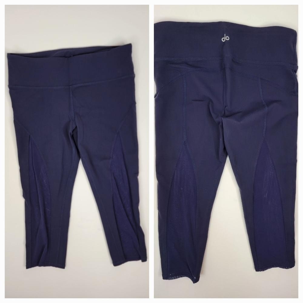 Alo Yoga Crop Leggings Sz M Blur Purple Mid Rise Mesh